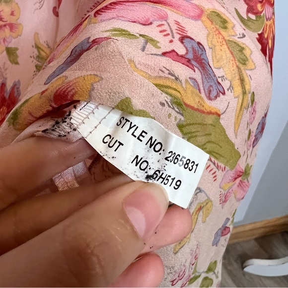 vtg JONATHAN MARTIN 100% Silk Parsley Floral Midi Dress. Size Medium - Picture 6 of 10